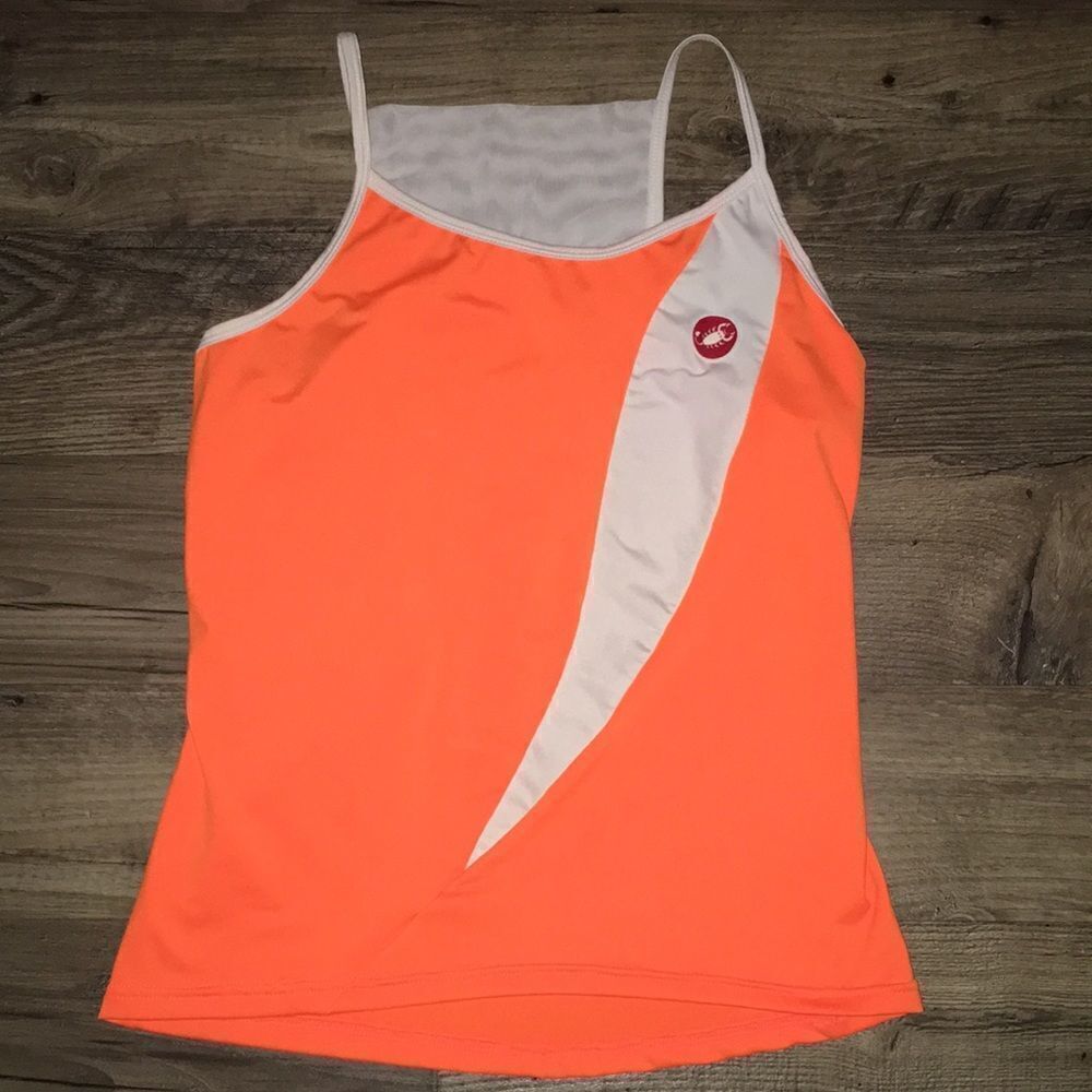 Castelli womens sleeveless tank cycling running reflect strap 3-pocket yoga top